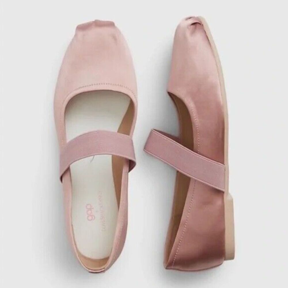 NWOT Gap X Love Shack Fancy Pink Ballet Shoes Flats Size 8 Lace Blush Mary-Janes